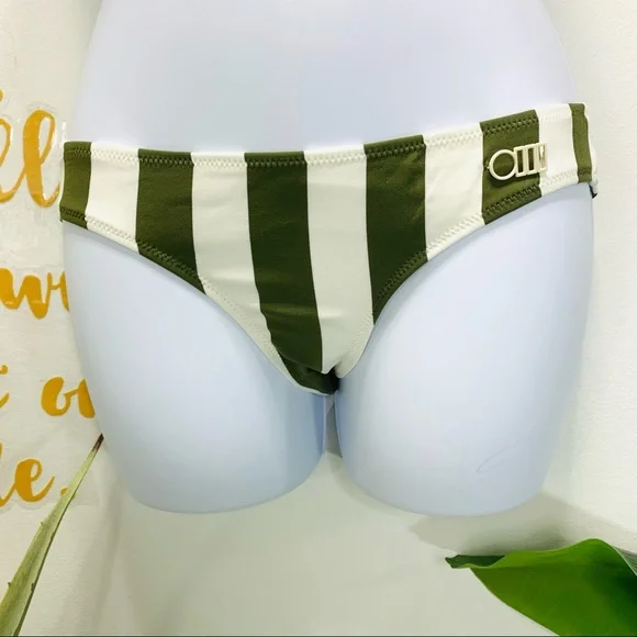 SOLID & STRIPED The Elle Bikini Bottom Olive Green White Stripe Swim Sma… - Picture 5 of 14